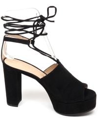 Unisa - Schoenen ,Zwart ,Suède Zwarte Kid Suede Sleehak Sandalen Schoenen - Lyst