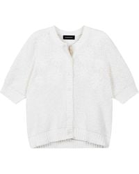 Repeat Cashmere - Textured Cotton Cardigan Met Geborduurde Bloemen - Lyst