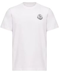 Moncler - Tops ,Wit ,Katoen T-Shirts En Poloshirts - Lyst