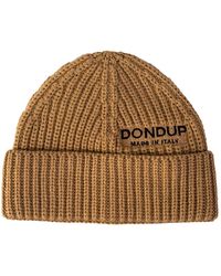 Dondup - Accessoires ,Bruin ,Wol Ribbed Wool Beanie - Lyst