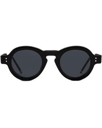 Thom Browne - Stilvolle runde sonnenbrille in glänzendem schwarz - Lyst