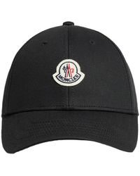 Moncler - Klassische Baseballkappe Schwarz Baumwolle Verstellbar - Lyst