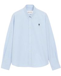 Ami Paris - Overhemden ,Blauw ,Katoen De Coeur Button-Down Overhemd - Lyst