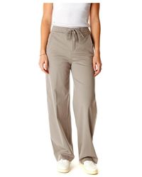DRYKORN - Broeken ,Grijs ,Relaxed Fit Broek Met Elastische Tailleband - Lyst