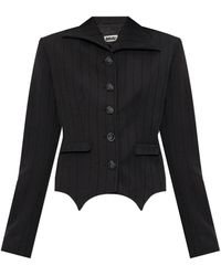 AVAVAV - Jassen ,Zwart ,Leer Nadelstreep Blazer - Lyst