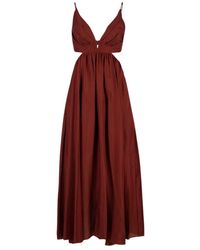 Zimmermann - Kleedjes ,Rood ,Wanderlust Plunge Maxi Jurk - Lyst