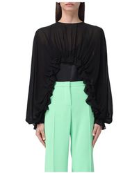 Pinko - Schwarzes Satin-Seidentop - Lyst