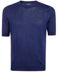 Ballantyne - Truien & Vesten ,Blauw ,Katoen Short Sleeve Pullover - Lyst
