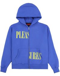 Pleasures - Blaue Split-Zip-Hoodie - Lyst