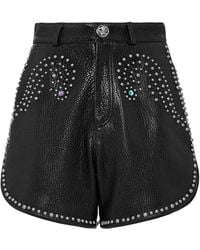 Philipp Plein - Korte Broeken ,Zwart ,Leer Vintage Leren Hotpants - Lyst