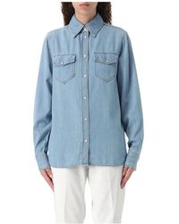 Liu Jo - Overhemden ,Blauw ,Katoen Blauw Button-Up Overhemd - Lyst