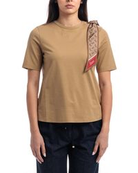Herno - T-shirt in cotone superfine stretch con sciarpa - Lyst