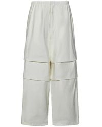 Jil Sander - Pantaloni in cotone bianco con vita regolabile - Lyst