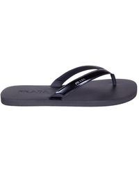 Prada - Schoenen ,Zwart ,Leer Leren Flip-Flops - Lyst