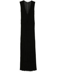 Antonino Valenti - Schwarzes V-Ausschnitt Halbtransparentes Kleid - Lyst