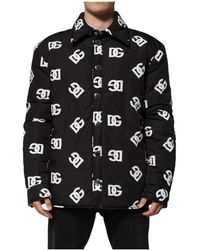 Dolce & Gabbana - Zwarte Monogram Nylon Windbreaker Jas - Lyst