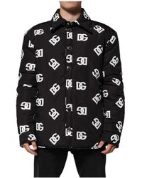 Dolce & Gabbana - Zwarte Monogram Nylon Windbreaker Jas - Lyst