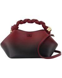 Ganni - Kleine Crossbody Leren Tas Burgundy - Lyst