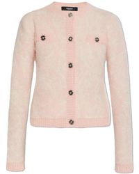 Versace - Truien & Vesten ,Roze ,Wol Jacquard Mohair Gebreid Vest - Lyst