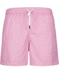 Fedeli - Badmode ,Roze ,Polyester Vintage Patroon Roze Zwembroek - Lyst