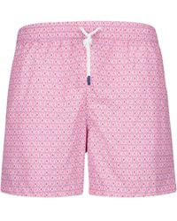 Fedeli - Badmode ,Roze ,Polyester Vintage Patroon Roze Zwembroek - Lyst