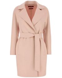 Max Mara - Roze Wol Zijde Kasjmier Jas - Lyst