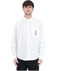 Moschino - Weißes hemd mit vertikalem schwarzen logo - Lyst
