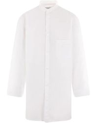 Yohji Yamamoto - Oversized weiße baumwoll-popeline-hemd - Lyst