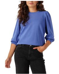 SELECTED - Truien & Vesten ,Blauw ,Wol Blauwe 3/4 Mouw Sweat Top - Lyst