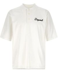 DSquared² - Tops ,Wit ,Katoen Tennis Fit Signature Embroidery Cotton Jersey Polo Shirt - Lyst