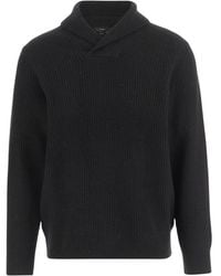 Vince - Kaschmir Schalkragen Pullover Schwarz - Lyst