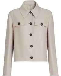 Brunello Cucinelli - Jassen ,Linnen Linnen Diagonaal Jas Met Monili - Lyst