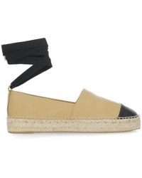 Tory Burch - Leder-Espadrilles Mit Metalllogo - Lyst