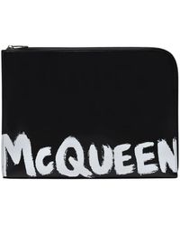 McQueen - Stilvolle schwarze kalbsleder-dokumentenhalter - Lyst