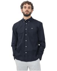 Lacoste - Overhemden ,Blauw ,Katoen Regular Fit Katoenen Overhemd - Lyst