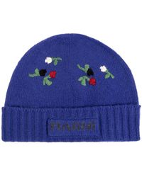 Marni - Accessoires ,Blauw ,Wol Mutsen Met Borduursel - Lyst