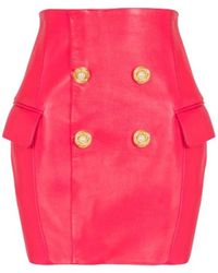 Balmain - Leather Skirts - Lyst