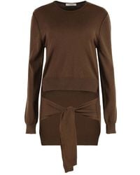 Lemaire - Gerippter Crew-Neck-Pullover Mit Asymmetrischem Saum - Lyst