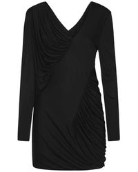 Saint Laurent - Kleedjes ,Zwart ,Gedrapeerde Jersey Jurk - Lyst