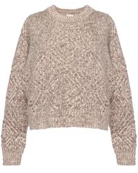 Alysi - Rondgebreide Angora Boxy Trui - Lyst