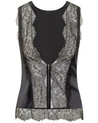 Tom Ford - Tops ,Zwart ,Satijn Mouwloze Zijden Top Met V-Rug En Kantinzetstukken - Lyst
