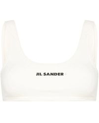 Jil Sander - Top de bikini con estampado de logotipo - ropa de mar blanca - Lyst