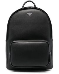 Emporio Armani - Leather Logo Backpack - Lyst