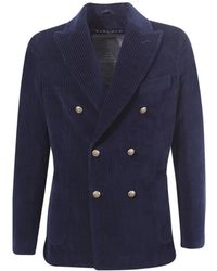 Circolo 1901 - Jassen ,Blauw ,Katoen Blauw Peak Revers Jas, Italiaans Gemaakt - Lyst