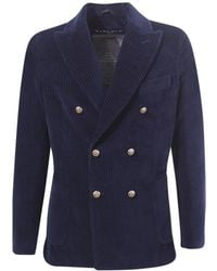 Circolo 1901 - Jassen ,Blauw ,Katoen Blauw Peak Revers Jas, Italiaans Gemaakt - Lyst