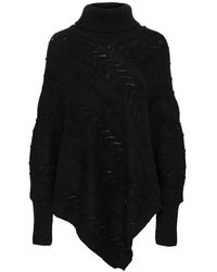 Cream - Schwarzer Rollkragen Poncho Pullover - Lyst