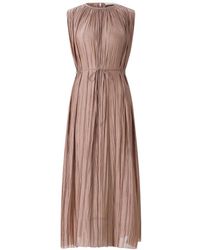 Roberto Collina - Kleedjes ,Bruin ,Geplooide Maxi-Jurk - Lyst