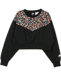 Nike - Fitness ,Veelkleurig ,Katoen Floral Cropped Crew Neck Sweatshirt - Lyst