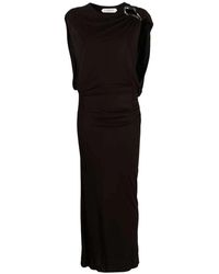 Lanvin - Midikleid Mit Brosche - Lyst