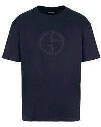 Giorgio Armani - Blau elegantes kurzarm t-shirt - Lyst